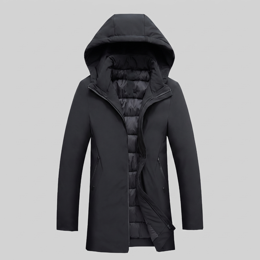 Barnaby | Warm Hooded Quilted Longline Jacket for Men