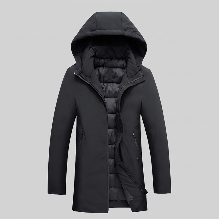 Barnaby | Warm Hooded Quilted Longline Jacket for Men
