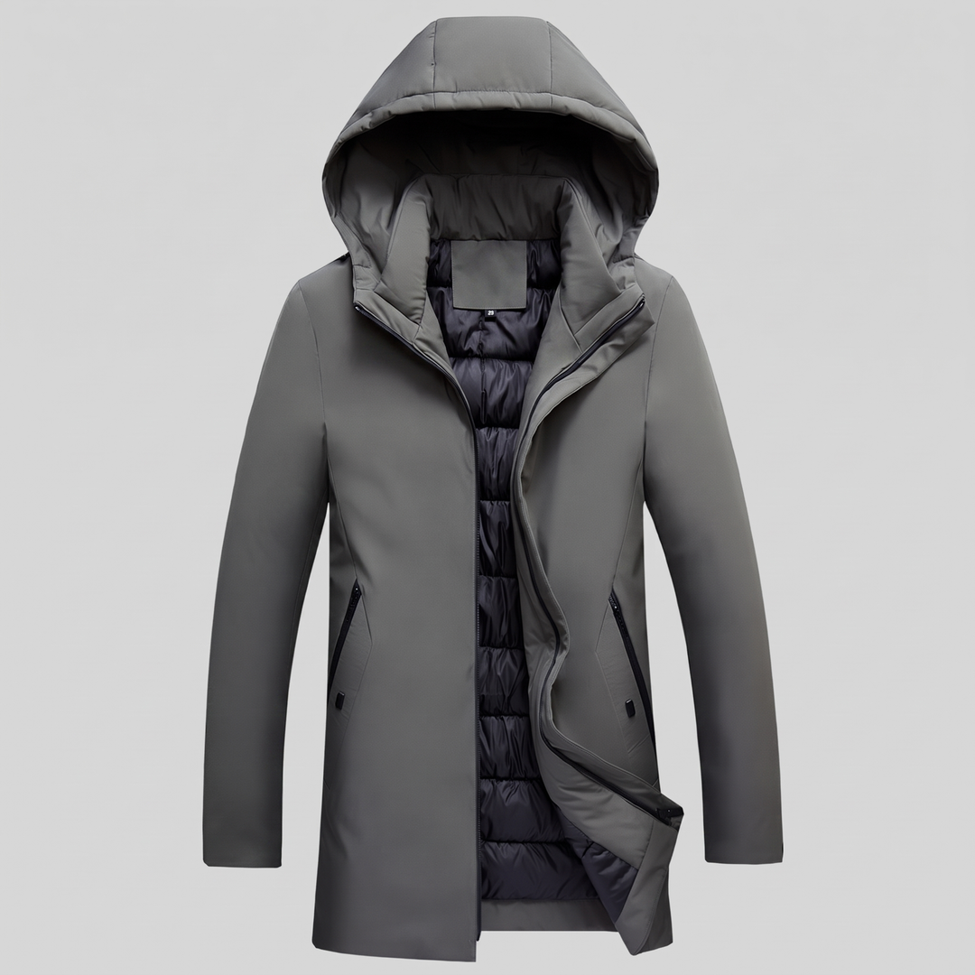 Barnaby | Warm Hooded Quilted Longline Jacket for Men
