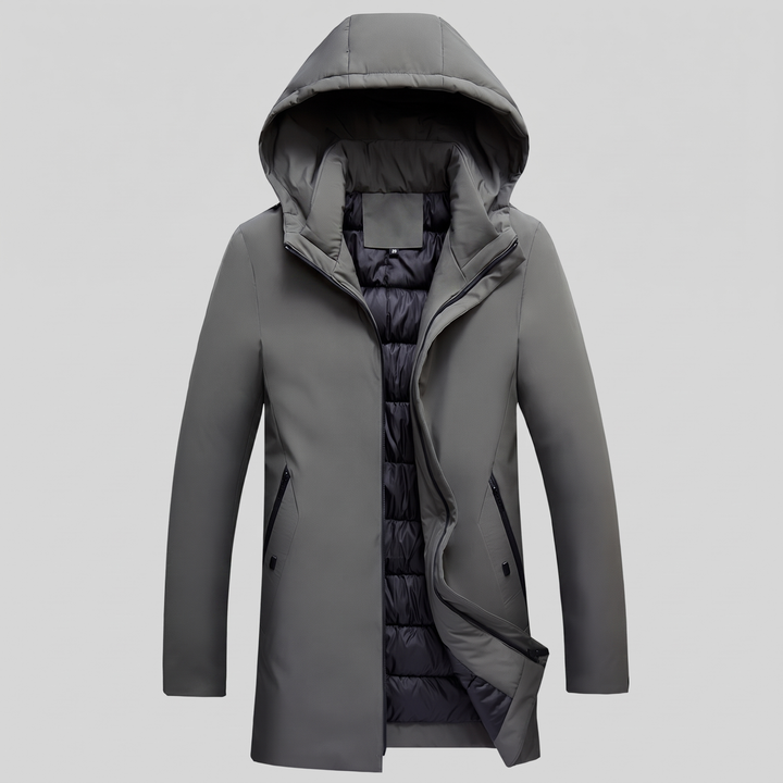 Barnaby | Warm Hooded Quilted Longline Jacket for Men