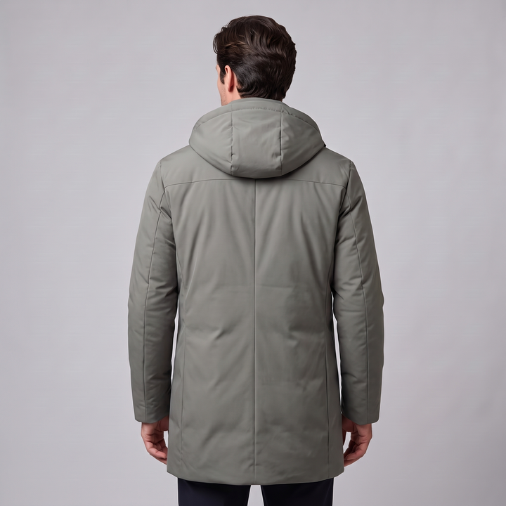 Barnaby | Warm Hooded Quilted Longline Jacket for Men