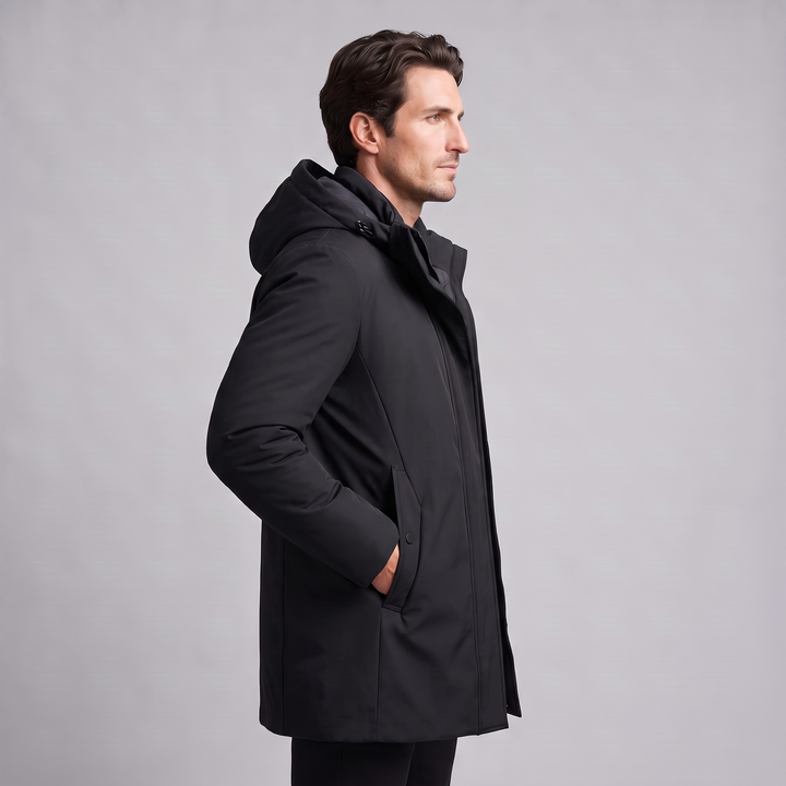 Barnaby | Warm Hooded Quilted Longline Jacket for Men