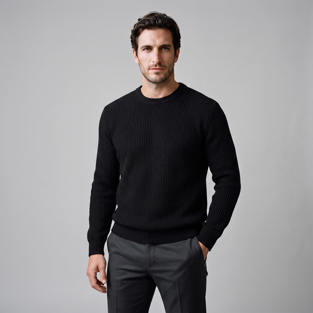 Tobias | Relaxed Ribbed Crew Neck Cotton Sweater