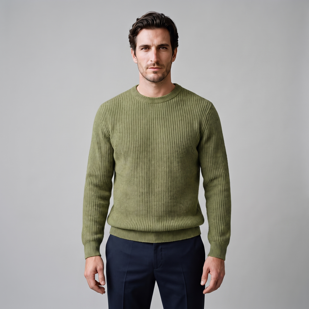 Tobias | Relaxed Ribbed Crew Neck Cotton Sweater