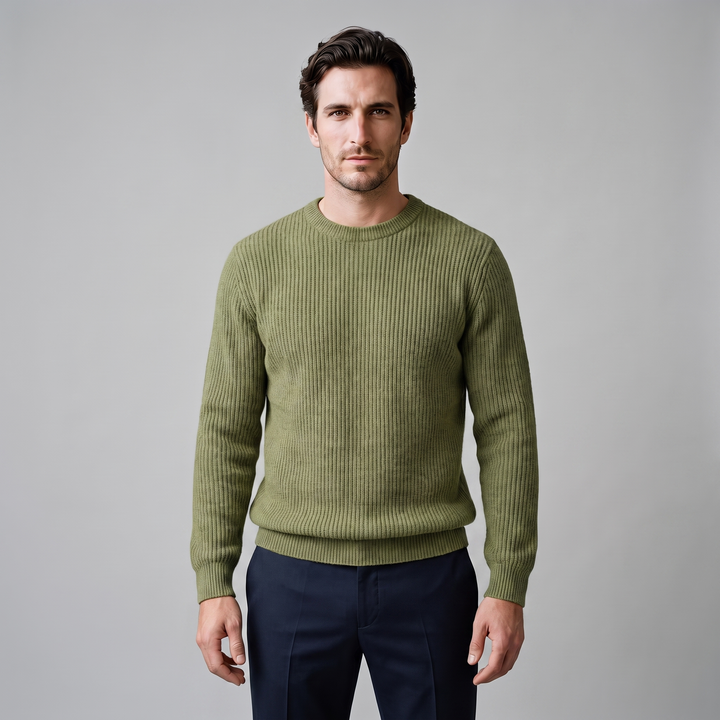 Tobias | Relaxed Ribbed Crew Neck Cotton Sweater