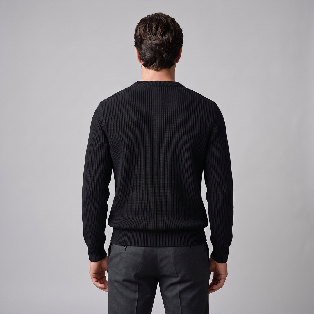Tobias | Relaxed Ribbed Crew Neck Cotton Sweater