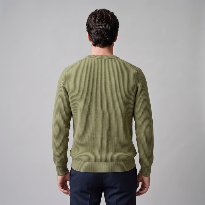 Tobias | Relaxed Ribbed Crew Neck Cotton Sweater