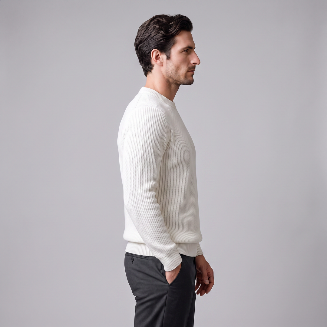 Tobias | Relaxed Ribbed Crew Neck Cotton Sweater