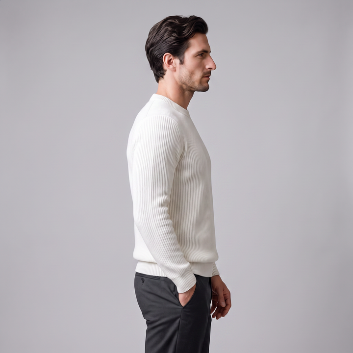 Tobias | Relaxed Ribbed Crew Neck Cotton Sweater