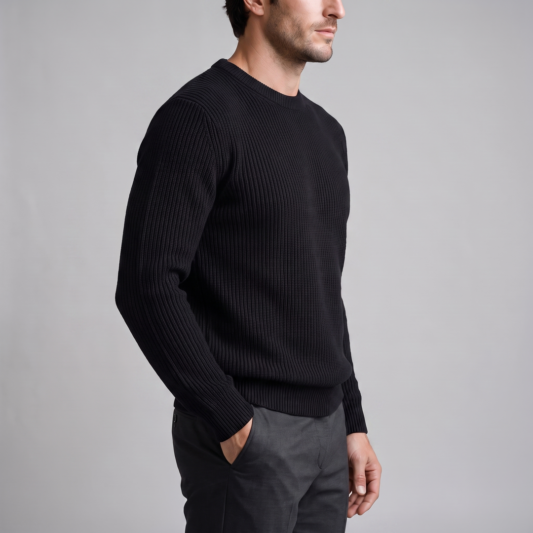 Tobias | Relaxed Ribbed Crew Neck Cotton Sweater