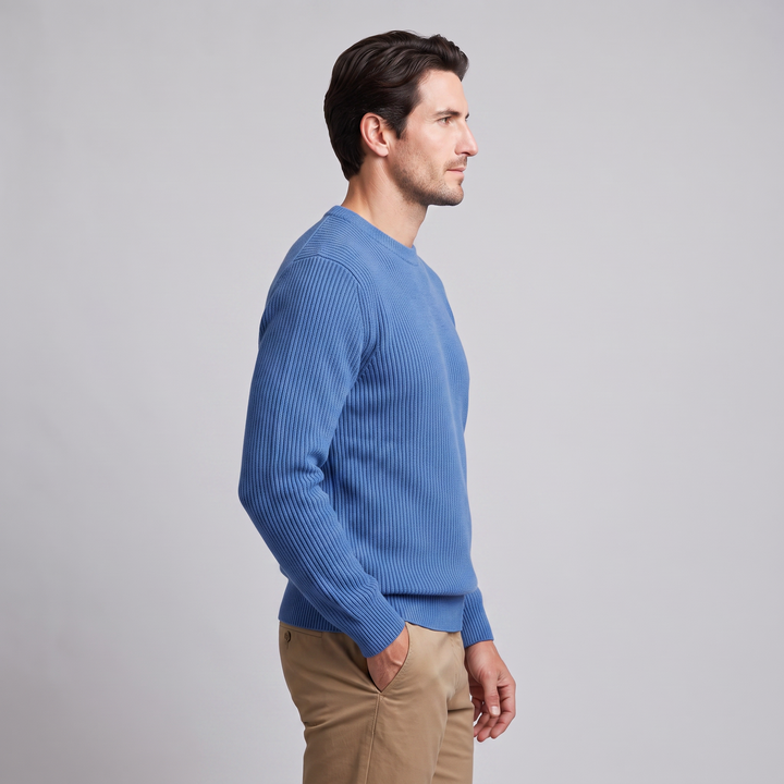 Tobias | Relaxed Ribbed Crew Neck Cotton Sweater
