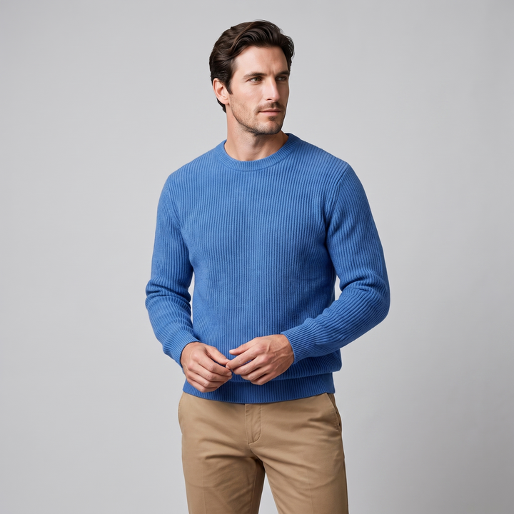 Tobias | Relaxed Ribbed Crew Neck Cotton Sweater