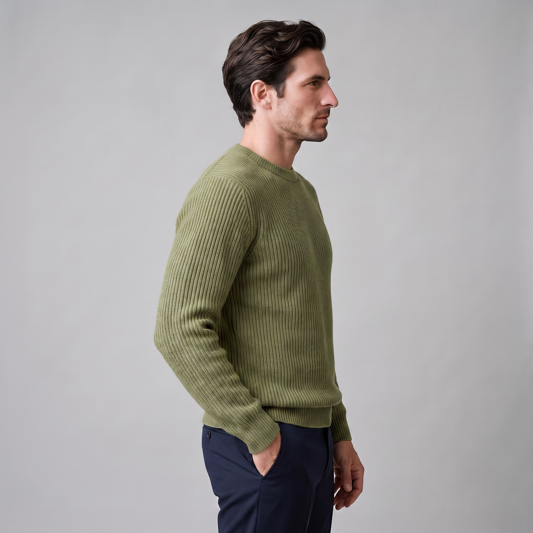 Tobias | Relaxed Ribbed Crew Neck Cotton Sweater