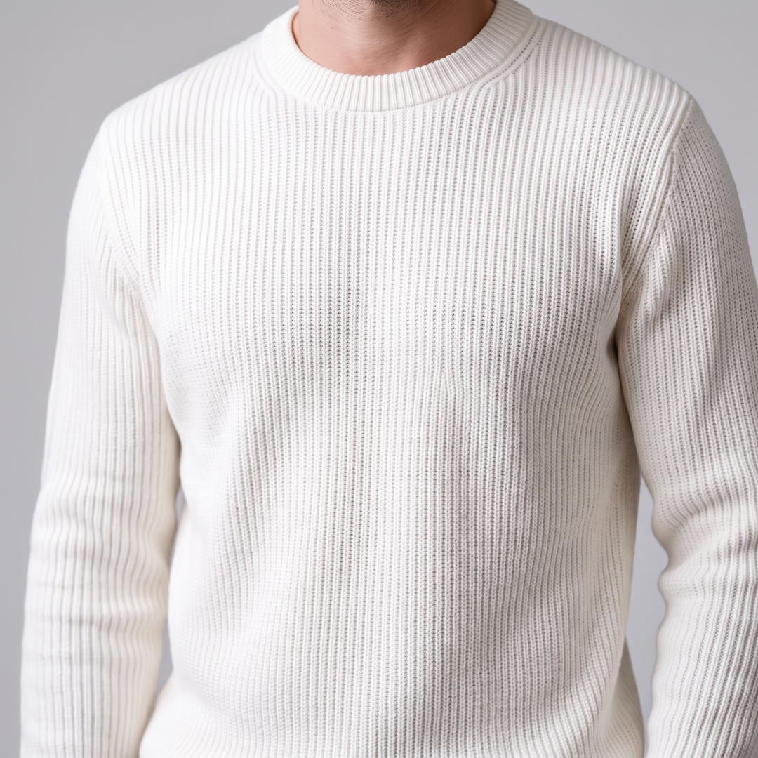 Tobias | Relaxed Ribbed Crew Neck Cotton Sweater