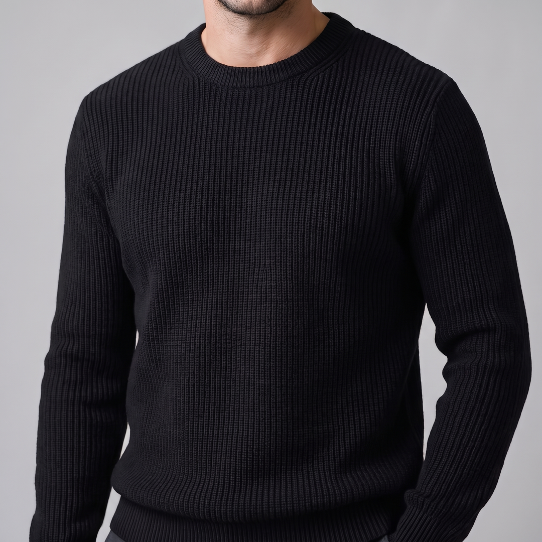Tobias | Relaxed Ribbed Crew Neck Cotton Sweater