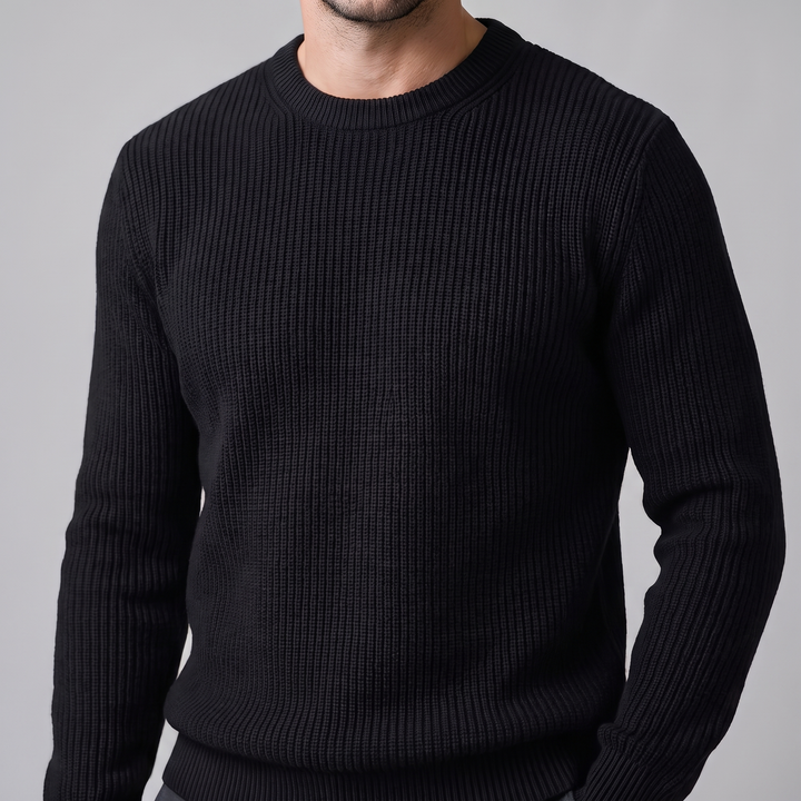 Tobias | Relaxed Ribbed Crew Neck Cotton Sweater