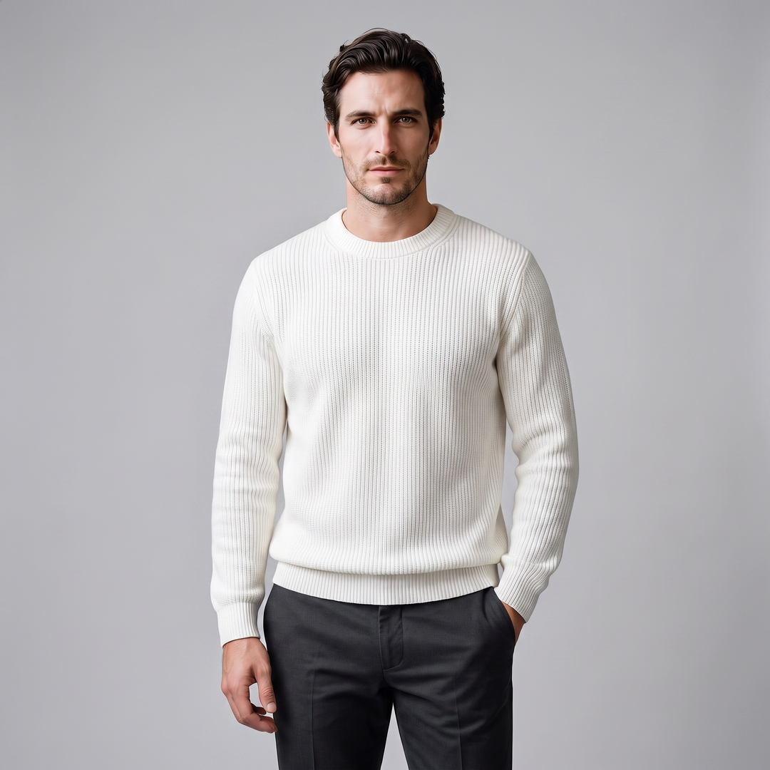Tobias | Relaxed Ribbed Crew Neck Cotton Sweater