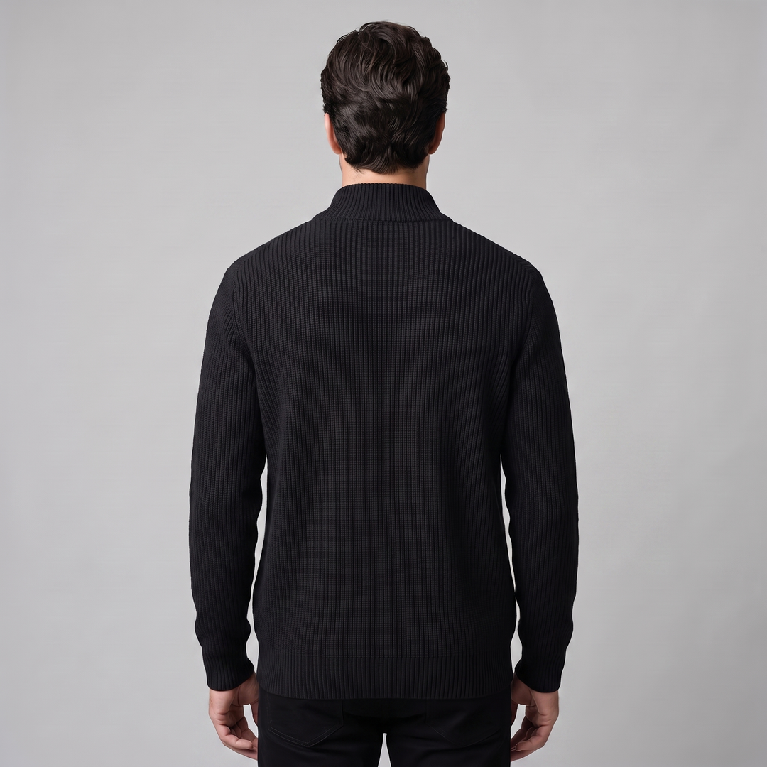 Silas | Sharp Ribbed Full-Zip Knit Cardigan
