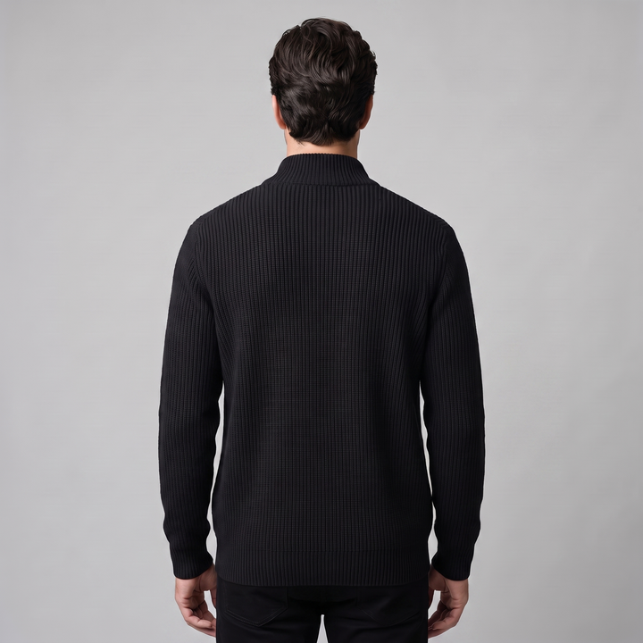 Silas | Sharp Ribbed Full-Zip Knit Cardigan