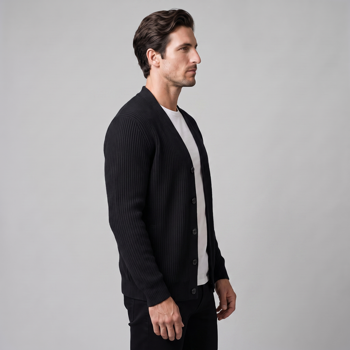 Silas | Sharp Ribbed Full-Zip Knit Cardigan