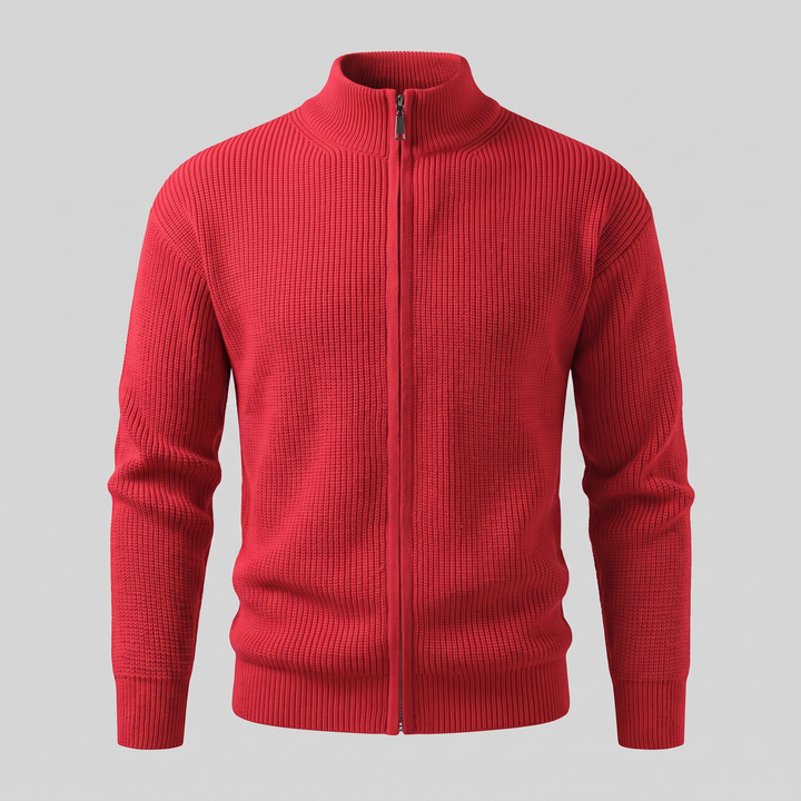 Silas | Sharp Ribbed Full-Zip Knit Cardigan