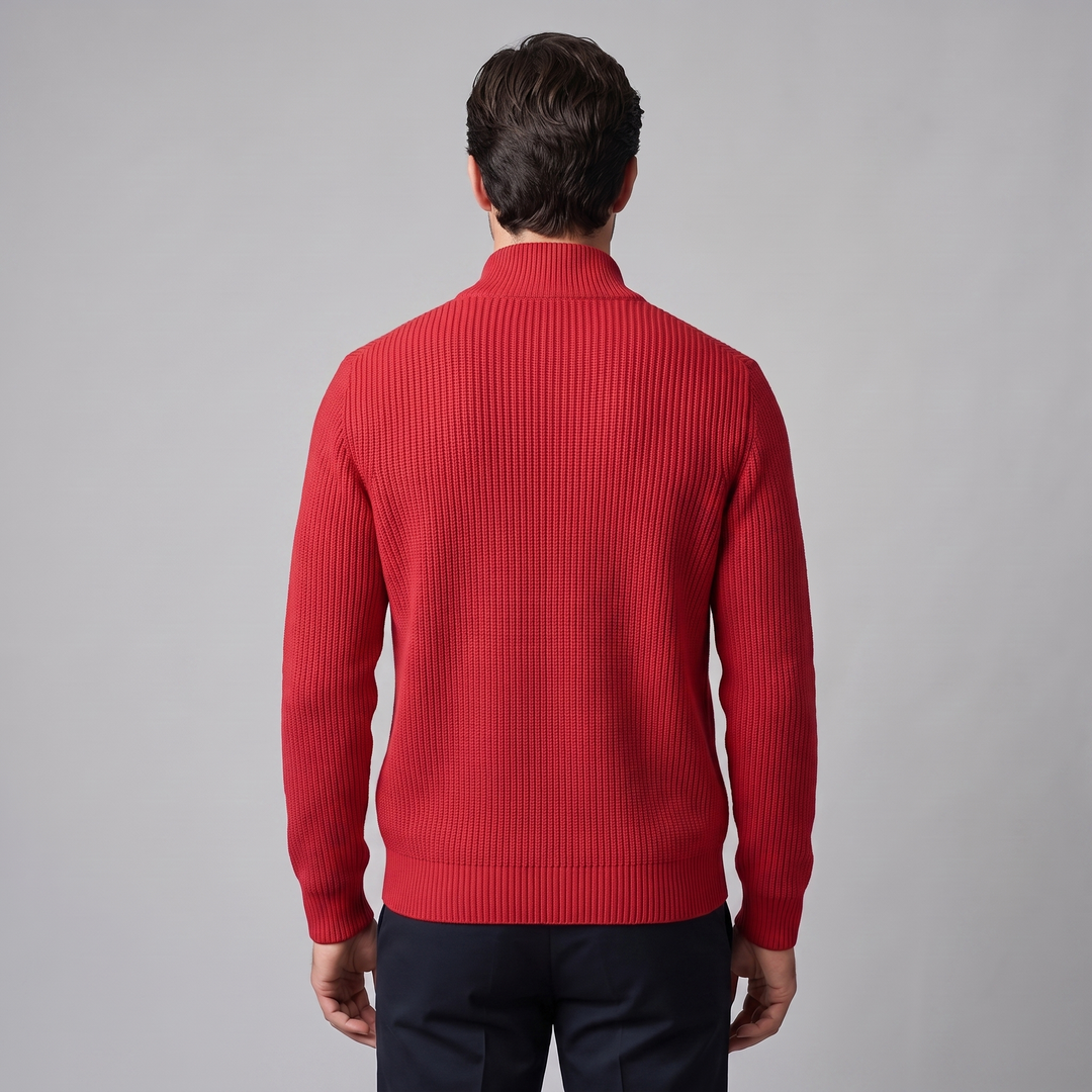 Silas | Sharp Ribbed Full-Zip Knit Cardigan