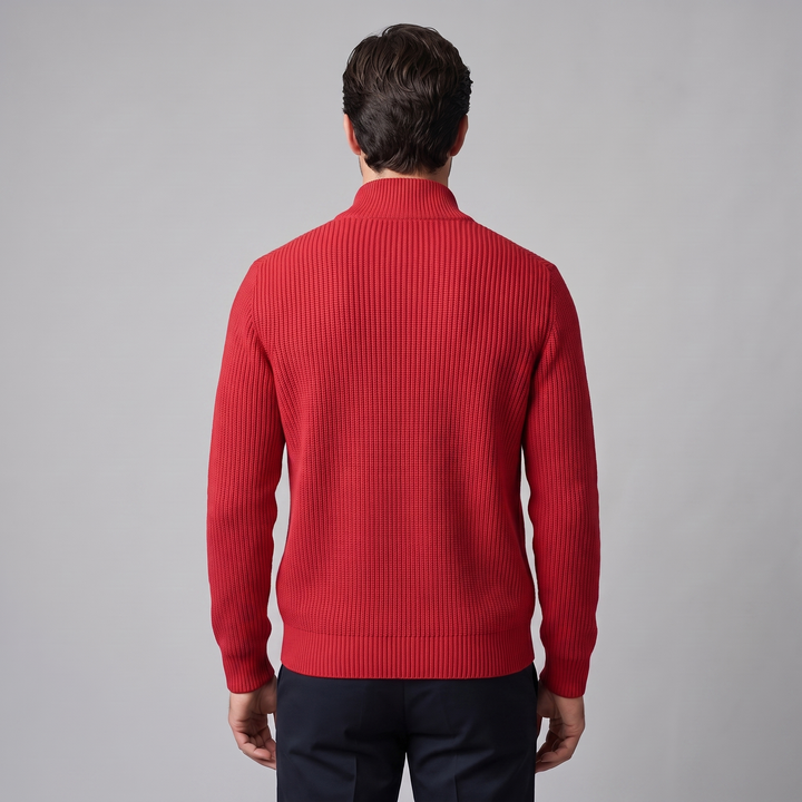 Silas | Sharp Ribbed Full-Zip Knit Cardigan