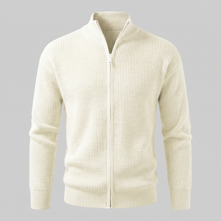 Silas | Sharp Ribbed Full-Zip Knit Cardigan