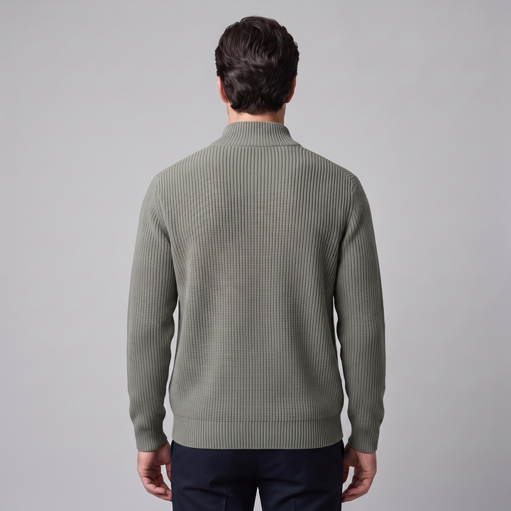 Silas | Sharp Ribbed Full-Zip Knit Cardigan