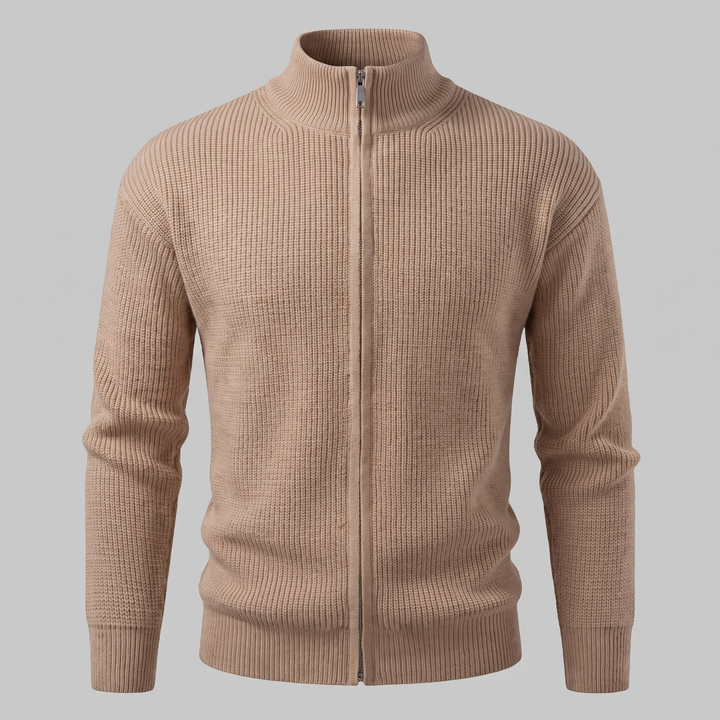 Silas | Sharp Ribbed Full-Zip Knit Cardigan
