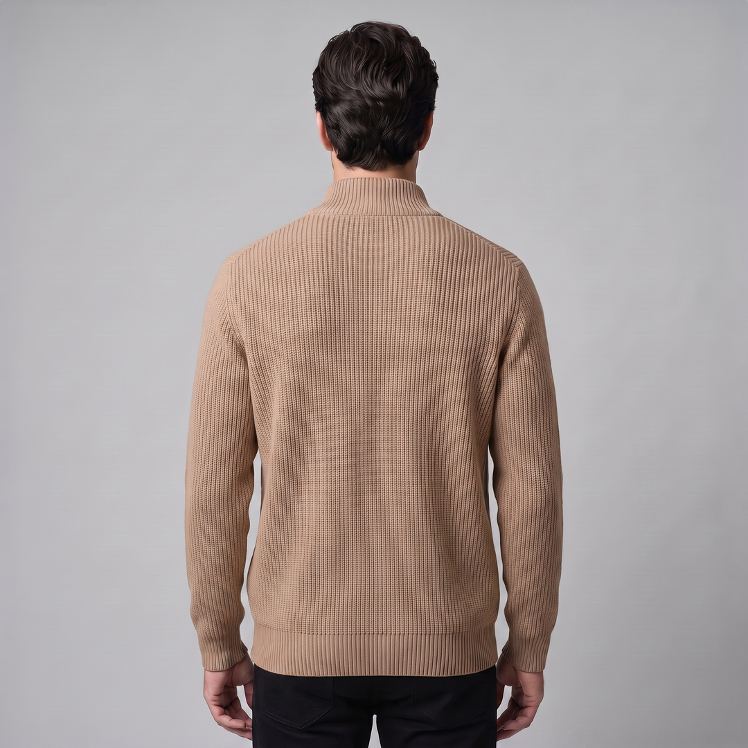 Silas | Sharp Ribbed Full-Zip Knit Cardigan