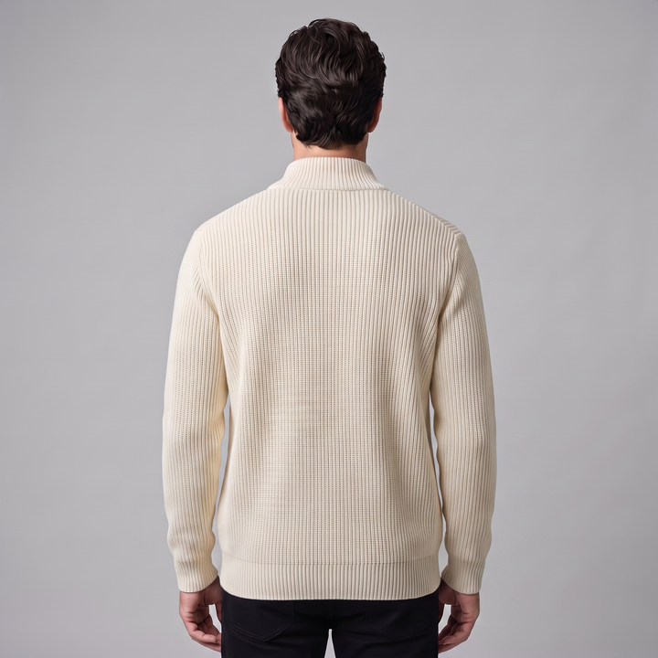 Silas | Sharp Ribbed Full-Zip Knit Cardigan