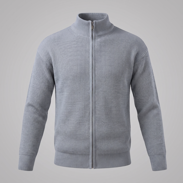 Silas | Sharp Ribbed Full-Zip Knit Cardigan