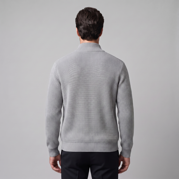 Silas | Sharp Ribbed Full-Zip Knit Cardigan