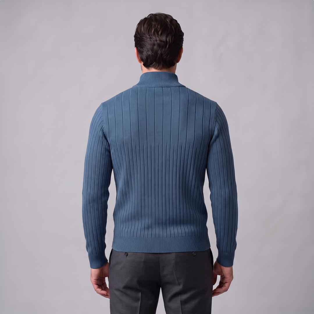 Marcus | Relaxed Ribbed Half-Zip Cotton Sweater
