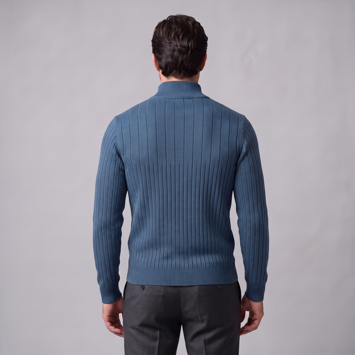 Marcus | Relaxed Ribbed Half-Zip Cotton Sweater