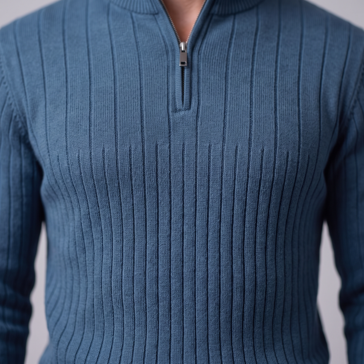Marcus | Relaxed Ribbed Half-Zip Cotton Sweater