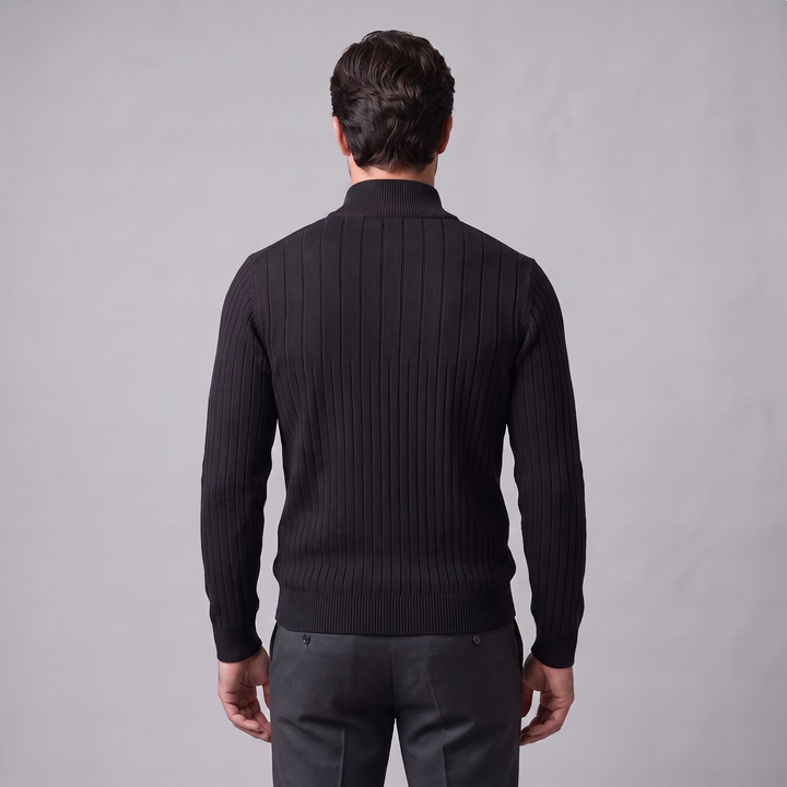 Marcus | Relaxed Ribbed Half-Zip Cotton Sweater