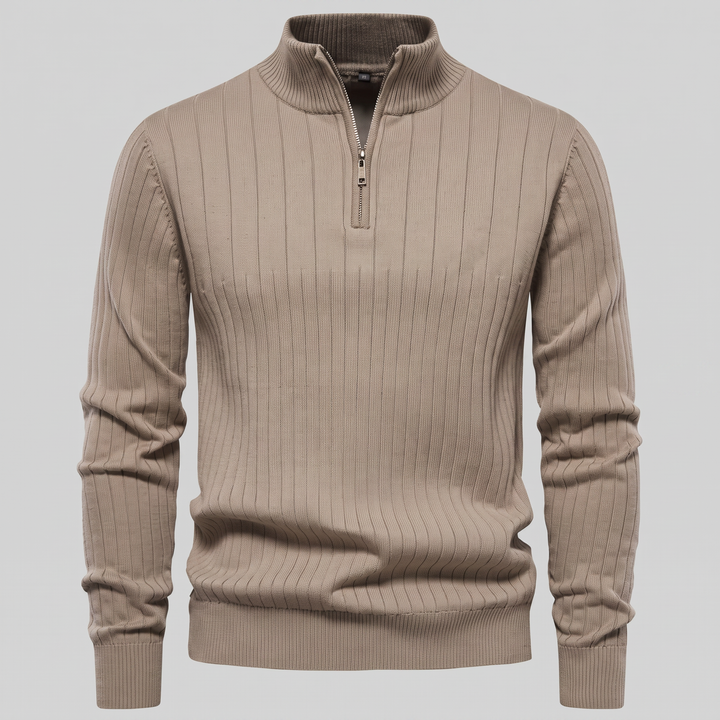 Marcus | Relaxed Ribbed Half-Zip Cotton Sweater