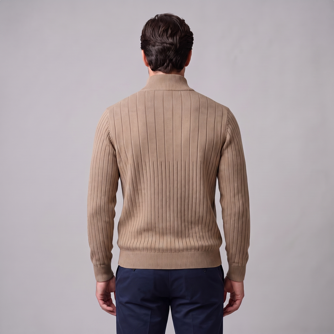 Marcus | Relaxed Ribbed Half-Zip Cotton Sweater