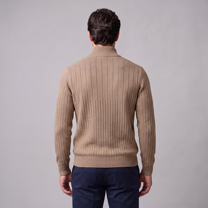 Marcus | Relaxed Ribbed Half-Zip Cotton Sweater
