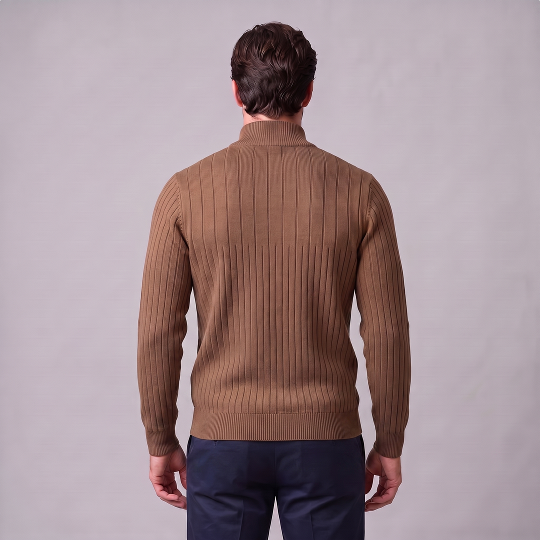 Marcus | Relaxed Ribbed Half-Zip Cotton Sweater