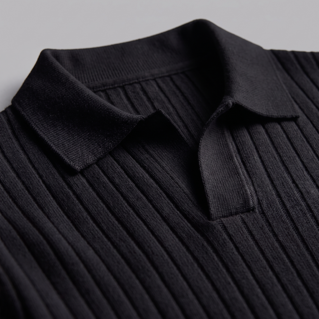 Declan | Relaxed Ribbed Knit Polo Sweater