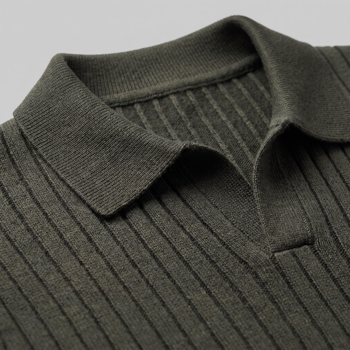 Declan | Relaxed Ribbed Knit Polo Sweater