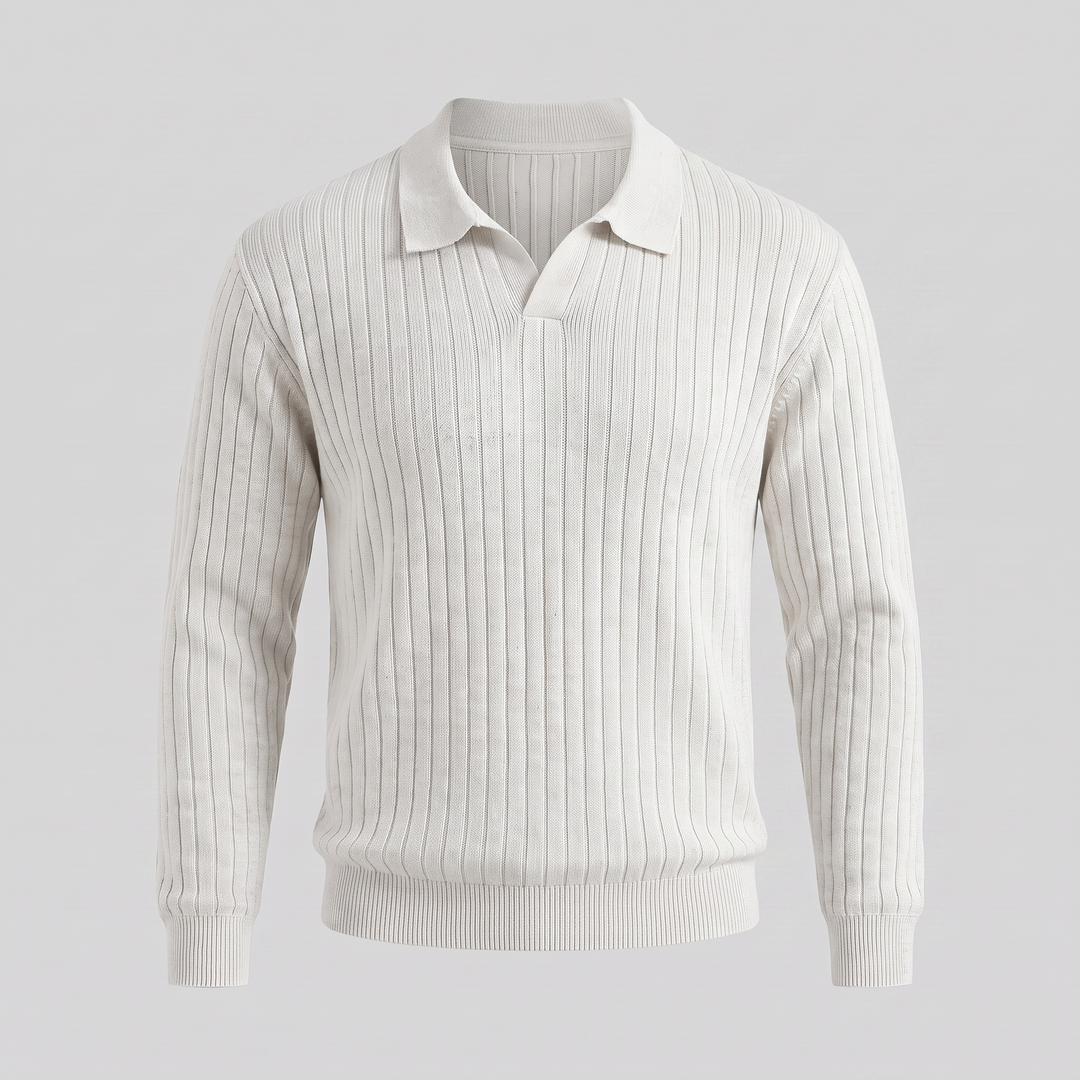 Declan | Relaxed Ribbed Knit Polo Sweater