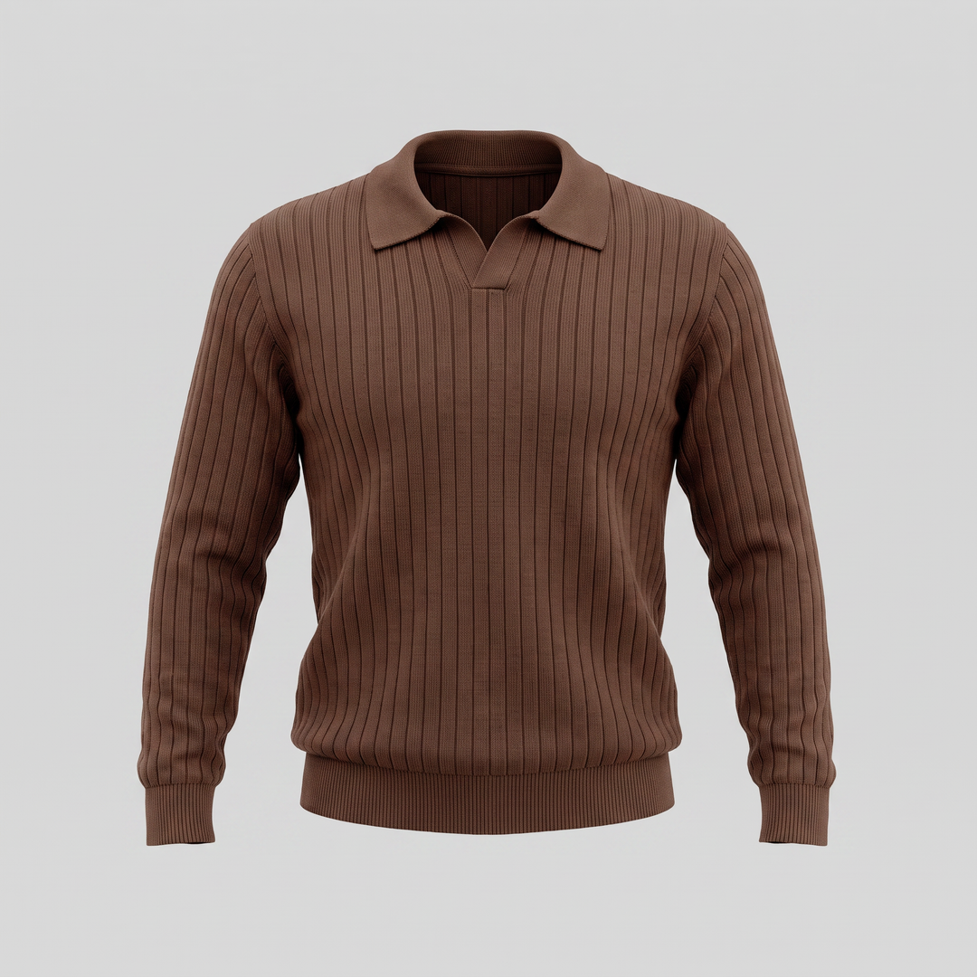 Declan | Relaxed Ribbed Knit Polo Sweater