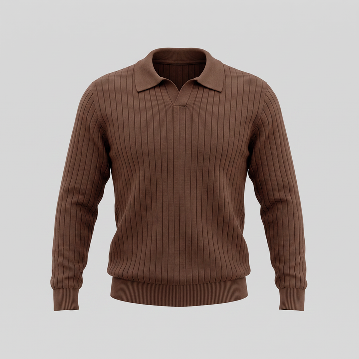 Declan | Relaxed Ribbed Knit Polo Sweater