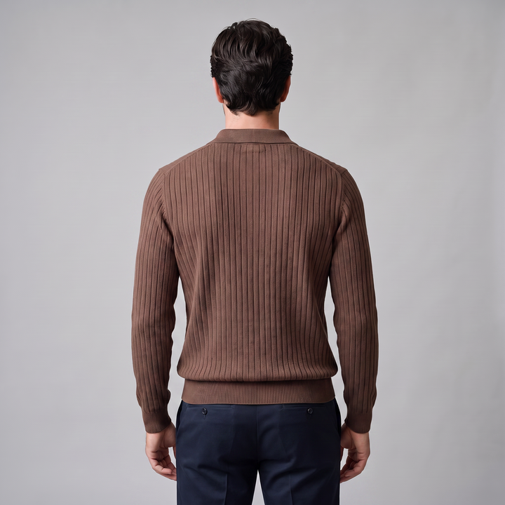 Declan | Relaxed Ribbed Knit Polo Sweater