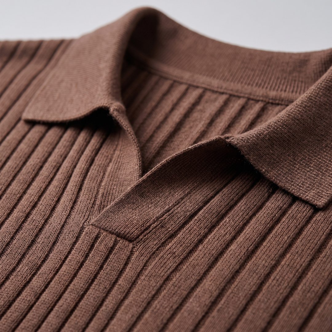 Declan | Relaxed Ribbed Knit Polo Sweater