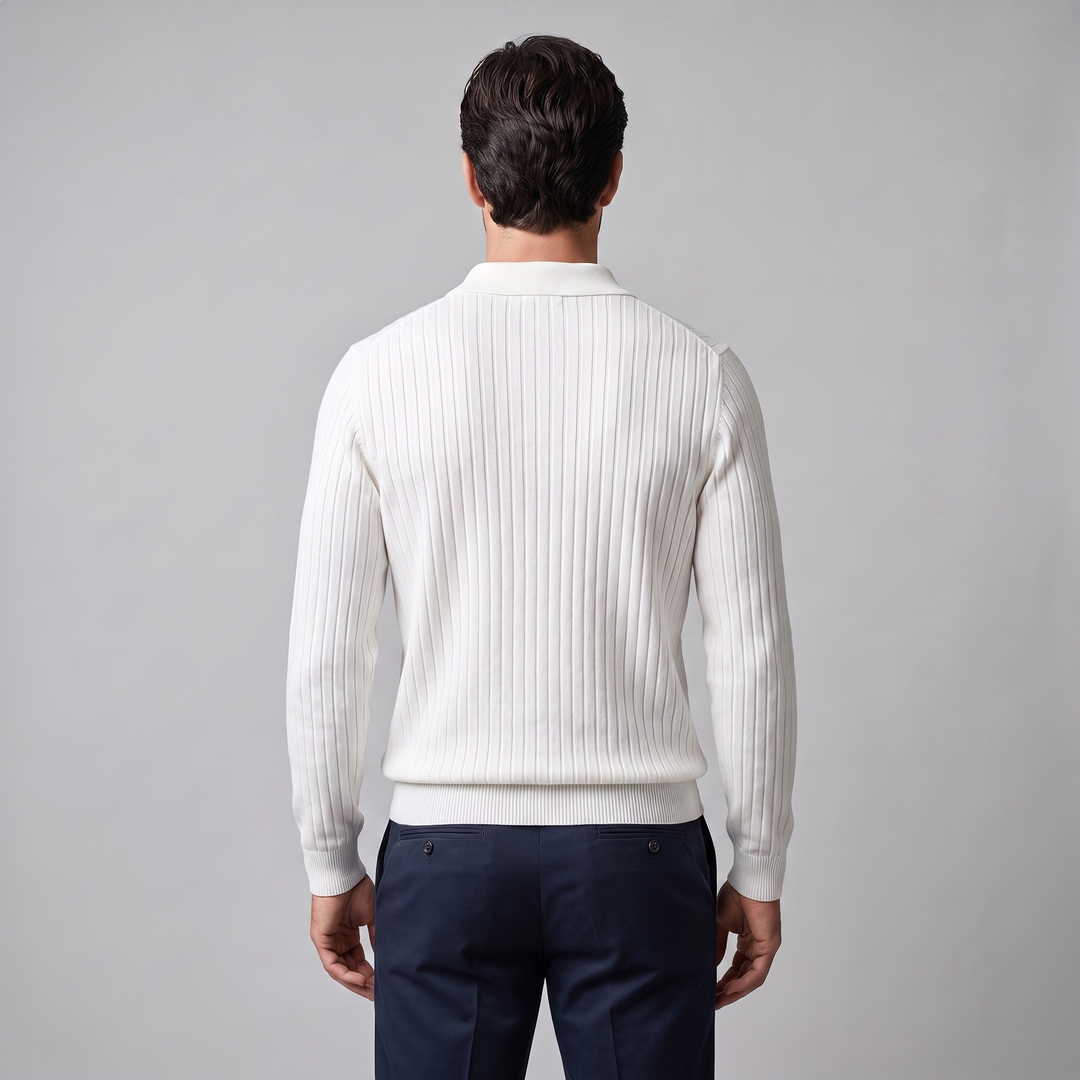 Declan | Relaxed Ribbed Knit Polo Sweater
